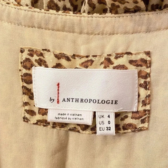 Anthropologie Leopard Print Bolano Ruffle Shoulder Button Midi Dress Size 0 - Picture 10 of 11